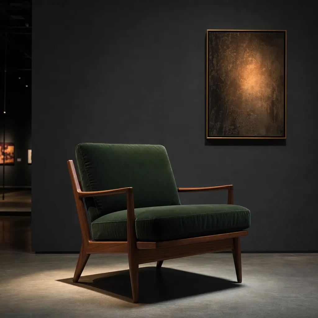 Armchair in green velvet